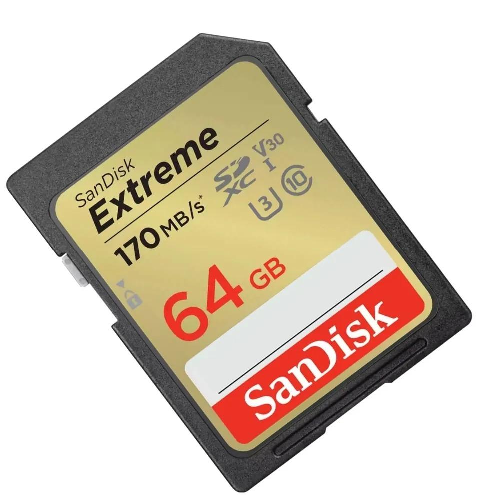 SecureDigital 64GB Sandisk Extreme SDXC Card 170MB/s  CL10 V30 UHS-I U3