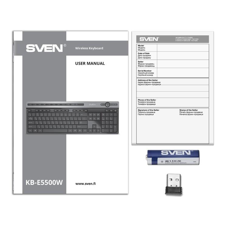 Клавиатура Wireless Sven KB-E5500W 2,4 GHz, 115кл.