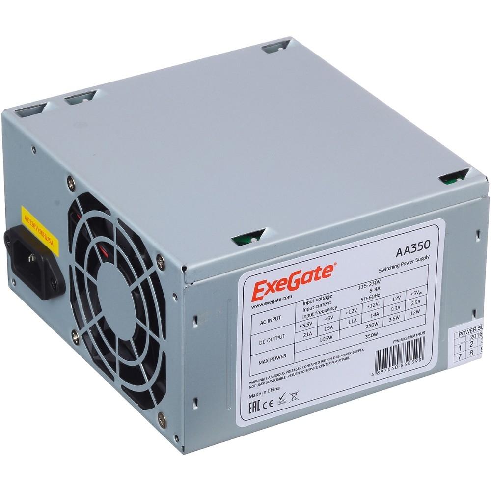 Exegate EX253681RUS / 255722 Блок питания 350W Exegate AA350, ATX, 8cm fan, 24+4pin, 2*SATA, 1*IDE