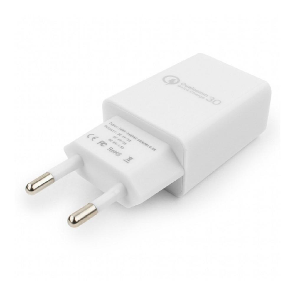 Cablexpert Адаптер питания, Qualcomm QC 3.0 , 100/220V - 1 USB порт 5/9/12V, белый (MP3A-PC-16)