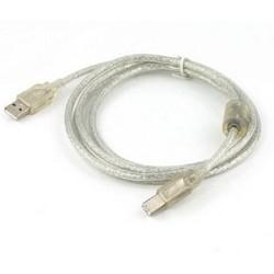 Cablexpert Кабель USB 2.0 Pro, AM/BM, 1,8м, экран, феррит.кольцо, прозрачный (CCF-USB2-AMBM-TR-6)
