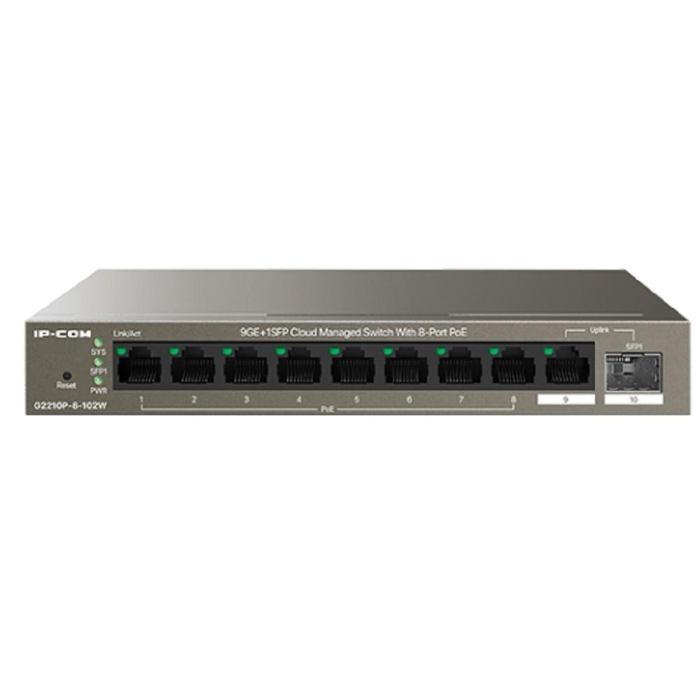 IP-COM G2210P-8-102W Коммутатор PoE управляемый  9-Ports 10/100/1000 Base-T + 1-Port 1000 Base-X SFP / 8-Ports PoE (PoE бюджет 92W)