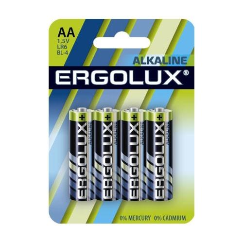 Ergolux  LR6 Alkaline BL-4 (LR6 BL-4, батарейка,1.5В) (4 шт. в уп-ке)