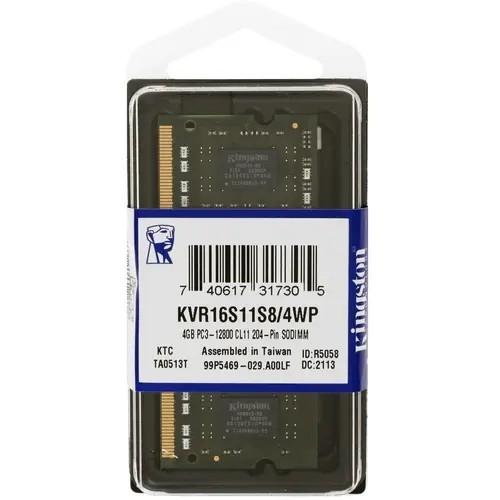 Kingston DDR3 SODIMM 4GB KVR16S11S8/4WP PC3-12800, 1600MHz