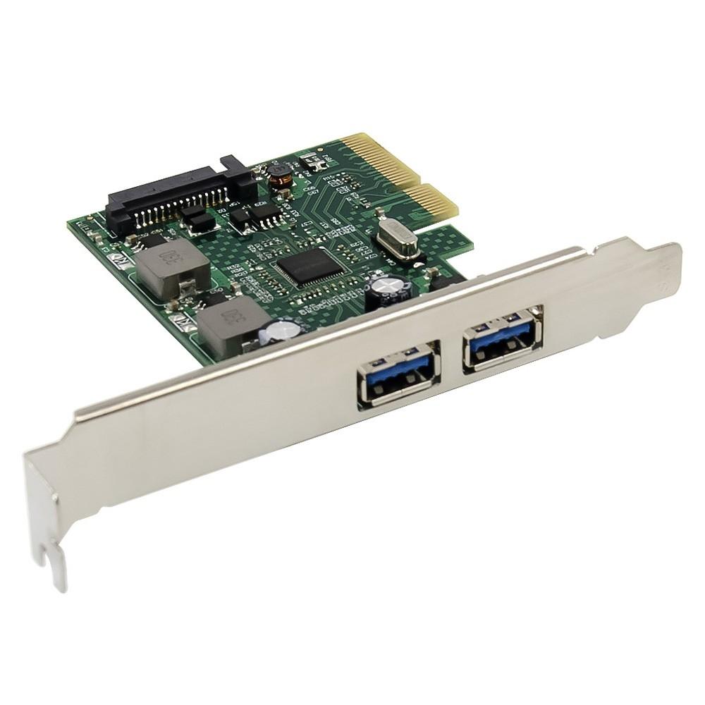 ORIENT AM-U3142PE-2A, Контроллер PCI-Ex4 v3.0, USB 3.2 Gen2, 2-port ext Type-A, ASM3142 chipset, разъем доп.питания, в комплекте LP планка крепления (31273)