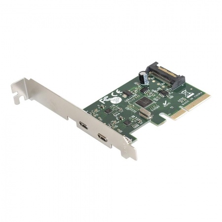 Exegate EX283715RUS Контроллер EXE-313 PCI-Ex4, 2*USB3.1 Type-C ext, разъем доп.питания (OEM)