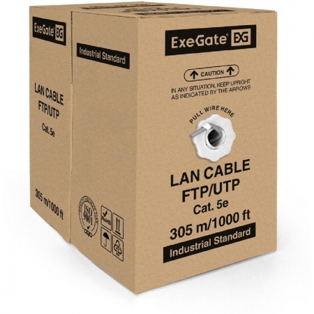 Exegate EX256745RUS Кабель UTP 2 пары кат.5e Exegate CCA, 24AWG, бухта 305м, серый, PVC