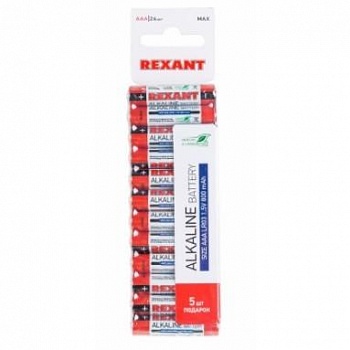 Rexant (30-1013) Батарейка алкалиновая AAA/LR03, 1,5В, 24 шт, блистер