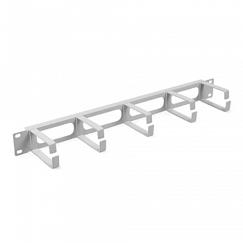 Cabeus JB08-1U-GY Кабельный органайзер горизонтальный 19" 1U, 5 колец, металлический, цвет серый (RA