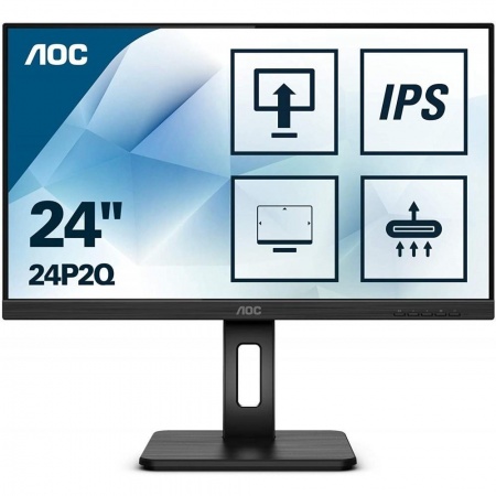 LCD AOC 24" 24P2Q Black с поворотом экрана {IPS, 1920x1080, 75Hz, 4 ms, 178°/178°, 250 cd/m, 50M:1, +DVI, +HDMI, +DisplayPort 1.2, +4xUSB 3.2, +MM}