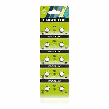 Ergolux AG 4  BL-10 (AG4-BP10, LR66 /LR626 /177 /377 батарейка для часов) (10 шт. в уп-ке)