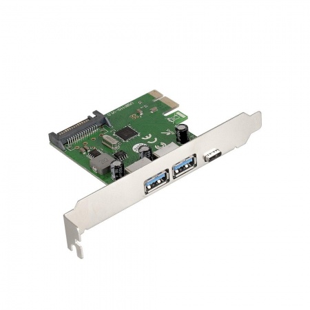 Exegate EX283719RUS Контроллер EXE-323 PCI-E 2.0, 2*USB3.0 ext + 1*Type-C, разъем доп.питания (OEM)