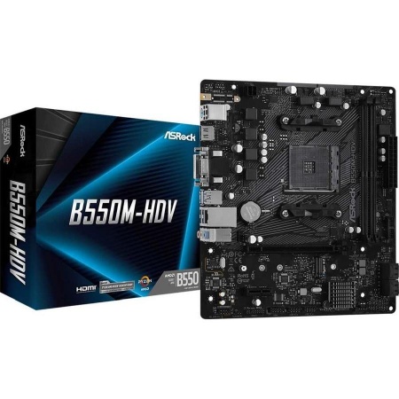 Asrock B550M-HDV {Soc-AM4 AMD B550 2xDDR4 mATX AC`97 8ch(7.1) GbLAN RAID+VGA+DVI+HDMI}