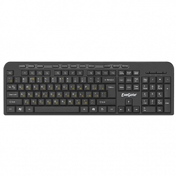 Exegate EX286177RUS Клавиатура ExeGate Multimedia Professional Standard LY-500M (USB, полноразмерная, 115кл., Enter большой, мультимедиа, длина кабеля 1,5м, черная, Color box)