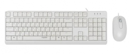 Клавиатура + мышь Rapoo X130PRO клав:белый мышь:белый, 1.5м, доп. защита от влаги