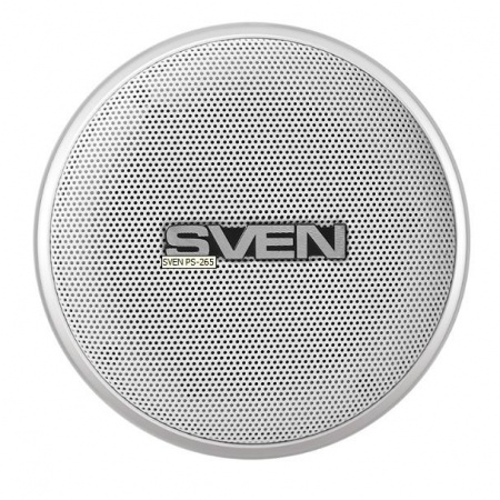 SVEN PS-265, белый (10 Вт, TWS, Bluetooth, FM, USB, microSD, 2000мА*ч)