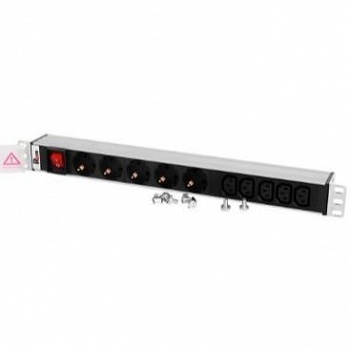 ЦМО Блок розеток Rem-10 без шнура с выкл., 5 Schuko, 5 IEC 60320 C13, вход IEC 60320 C14, 10A, алюм., 19" (R-10-5S-5C13-V-440-Z)