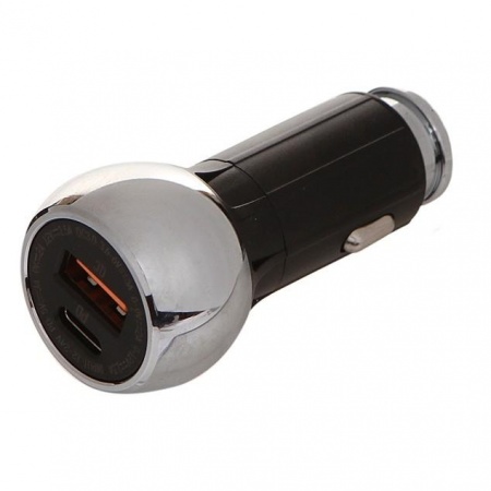 LDNIO LD_B4404 C1/ Авто ЗУ + Кабель Type-C/ PD + QC 3.0/ 2 USB Auto-ID/ Выход: 5V_9V_12V, 36W/ Black&Silver