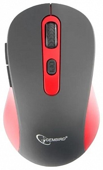 Gembird MUSW-221-R {Мышь беспров., чёрный/красный, 5кн.+колесо-кнопка, 800/1200/1600DPI, 2.4ГГц, трехуровневая система энергосбережения}