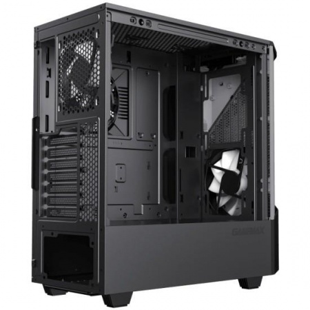 Gamemax Contac COC BG ATX case, black/grey, w/o PSU, w/2xUSB3.0, w/1x14cm ARGB front fan(GMX-FN14-Rainbow-C9), w/1x12cm ARGB rear fan(GMX-FN12-