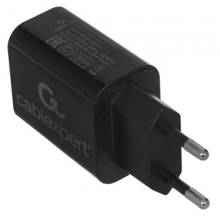 Cablexpert Адаптер питания USB 2 порта, 2.4A, черный + кабель 1м Type-C (MP3A-PC-37)