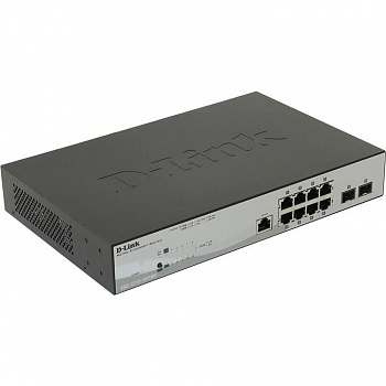 D-Link DGS-1210-10P/ME/B1A Управляемый коммутатор 2 уровня с 8 портами 10/100/1000Base-T с поддержкой PoE и 2 портами 1000Base-X SFP