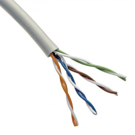 REXANT (01-0043-R) Кабель витая пара U/UTP, CAT 5e, PVC, 4PR, 24AWG, INDOOR, SOLID, серый, 305м, РФ