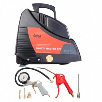 FUBAG HANDY MASTER KIT Компрессор+набор из 5 предметов  [8213690KOA607 (8213690KOA536)/646028] {Произ- водит., л/мин 180 Давле- ние, бар 8 Мощность, кВт 1.1 Напря- жение, В 220 Вес, кг 7}