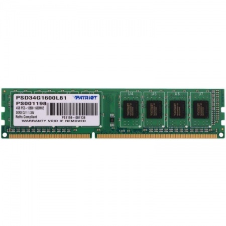 Patriot DDR3 DIMM 4GB (PC3-12800) 1600MHz PSD34G1600L81 1.35V