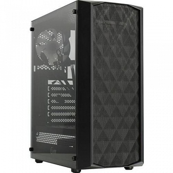 Powercase CMDM-L1 Корпус Diamond Mesh LED, Tempered Glass, 1x 120mm 5-color fan, чёрный, ATX  (CMDM-L1)