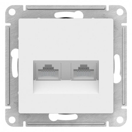 Schneider-electric ATN000185 ATLASDESIGN РОЗЕТКА двойная компьютерная RJ45+RJ45, кат.5E, механизм, БЕЛЫЙ