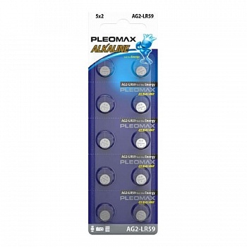 Pleomax AG2 (396) LR726, LR59 Button Cell (100/1000/98000) (10 шт. в уп-ке)