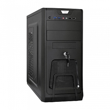 Exegate EX283214RUS Корпус Miditower ExeGate CP-603UB Black, ATX, <без БП>, 2*USB+2*USB3.0, Audio, замок блокировки кнопки питания