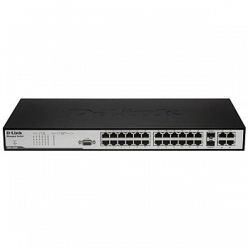 D-Link DES-3028_RFB/A1 Восстановленный в производственных условиях управляемый L2 коммутатор с 24 портами 10/100Base-TX, 2 портами 1000BASE-T и 2 комбо-портами 1000BASE-T/SFP