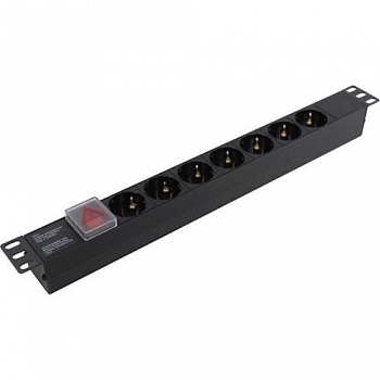 Exegate EX280838RUS Блок розеток ExeGate ServerPro PDU-19H703 Al-7S-C20-SW, 19",1U,алюм, 7 Schuko, С20