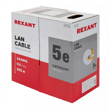 REXANT (01-0049) Кабель UTP CAT5e 4 пары (305м) 0.51 мм нг (А)HF  (аналог LSZH)