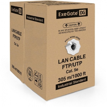 Exegate EX281817RUS Кабель Exegate  UTP4-C5e-CCA-S25-IN-PVC-GY-305 UTP 4 пары кат.5e CCA, 25AWG, бухта 305м, серый, PVC