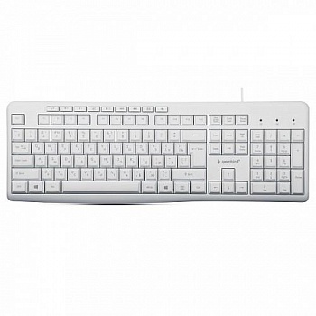 Клавиатура Gembird KB-8430M,{USB, белый, 113 клавиш, 9 кнопок управления мультимедиая, кабель 1,5м}