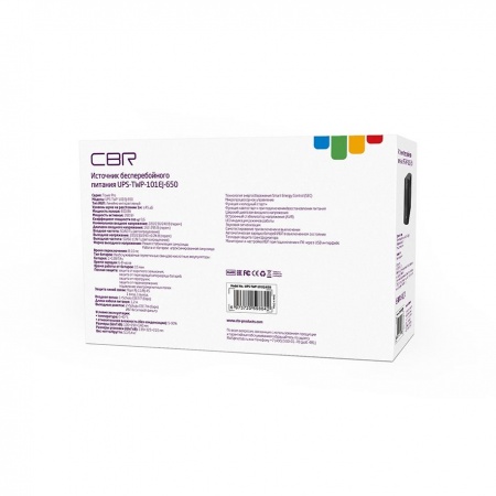 ИБП CBR [UPS-TWP-101EJ-650] 650VA/390W, Schuko CEE 7 x2 outlets, LED, USB Type-B, RJ11/45 AVR, SEC, 12V/7Ah