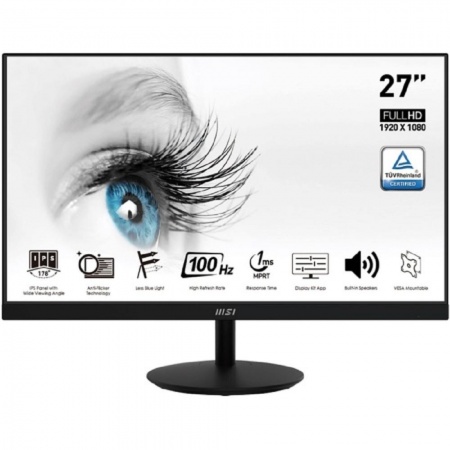 LCD MSI PRO 27" MP271A {IPS 1920x1080 100Hz 1ms 1000:1 300cd 178/178 8bit(6bit+FRC) D-Sub HDMI1.4b DisplayPort1.2a 2x2W Tilt VESA}