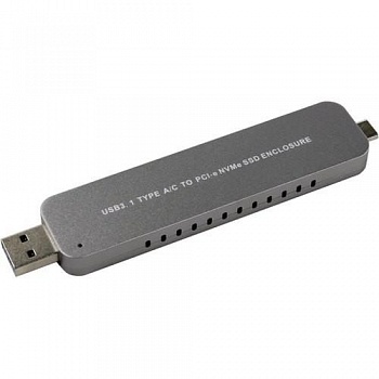 ORIENT 3552U3, USB 3.1 Gen2 контейнер для SSD M.2 NVMe 2242/2260/2280 M-key, PCIe Gen3x2 (JMS583),10 GB/s, поддержка UAPS,TRIM, разъем USB3.1 Type-A + Type-C, корпус в виде флешки, черный (30902)