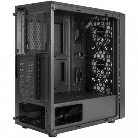 Exegate EX292859RUS Корпус Miditower ExeGate EVO-8243 (ATX, без БП, 2*USB+1*USB3.0, черный, 3 вент. с RGB подсветкой, боковая панель - закаленное стекло)