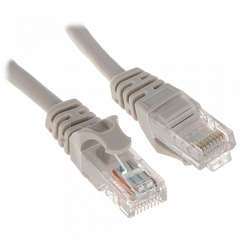 Патч-корд Bion [BPC-U5E181-10M] U/UTP, Cat.5e, AWG 26 (7/0,16мм), многожильный, PVC, 10м, серый, 100% медь