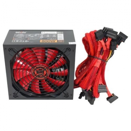 Ginzzu PC800 14CM(Red) 80+ black,APFC,24+4p,4 PCI-E(6+2), 7*SATA, 4*IDE,оплетка, кабель питания,цветная коробка