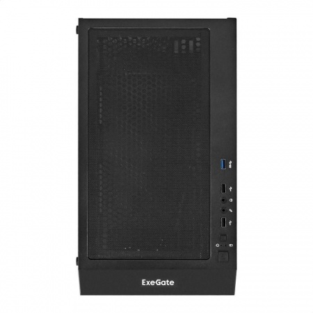 Exegate EX296317RUS Корпус Miditower ExeGate EVO-5001A-500NPX (ATX, БП 500NPX с вент. 12 см, 2*USB+1*USB3.0+HD Audio, черный, 3 вент.12см с RGB подсветкой, боковая панель - закаленное стекло)