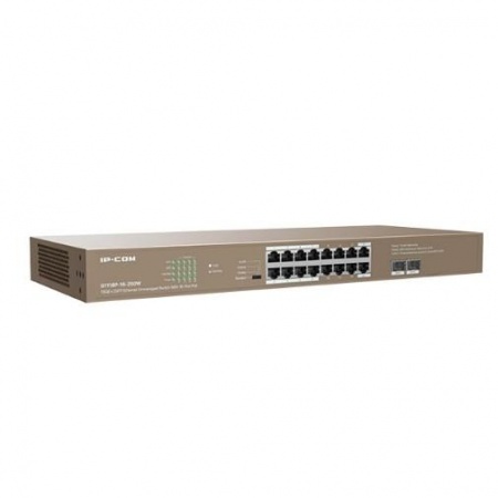 IP-COM G1118P-16-250W Коммутатор PoE неуправляемый 16-Ports 10/100/1000 Base-T + 2-Port 1000 Base-X SFP  / 16-Ports PoE (PoE бюджет 230W)