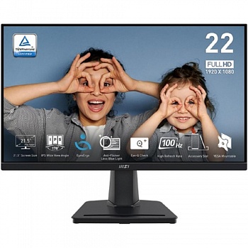 MSI PRO 21.5" MP225 Black (IPS, 1920x1080, D-Sub+HDMI, 1 ms, 178°/178°, 250 cd/m, 1000:1 (100M:1), 100Hz)