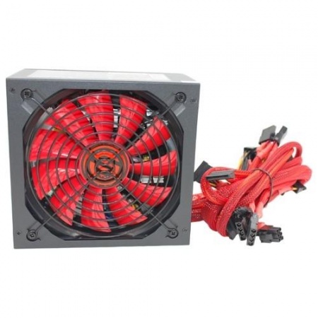 Ginzzu PC500 14CM(Red) 80+ black,APFC,24+4p,2 PCI-E(6+2), 5*SATA, 4*IDE,оплетка, кабель питания,цветная коробка