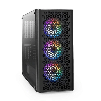 Exegate EX294965RUS Корпус Miditower ExeGate EVO-9202 (ATX, без БП, с окном, 1*USB+1*USB3.0, аудио, 3 вент. 12см с RGB подсветкой)