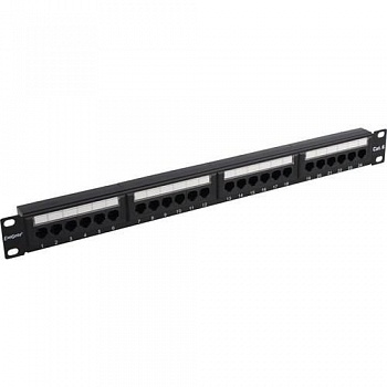 Exegate EX281080RUS Патч-панель UTP 19" 24 port кат.6 ExeGate  разъём KRONE&110 (dual IDC), 1U, RoHS, цвет черный